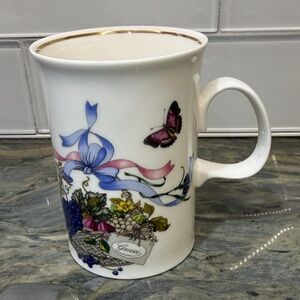 Gucci White Mug with Floral and Butterfly Design